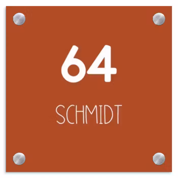 Namensschild Haustür Quadratisch - Rostbraun - Modern