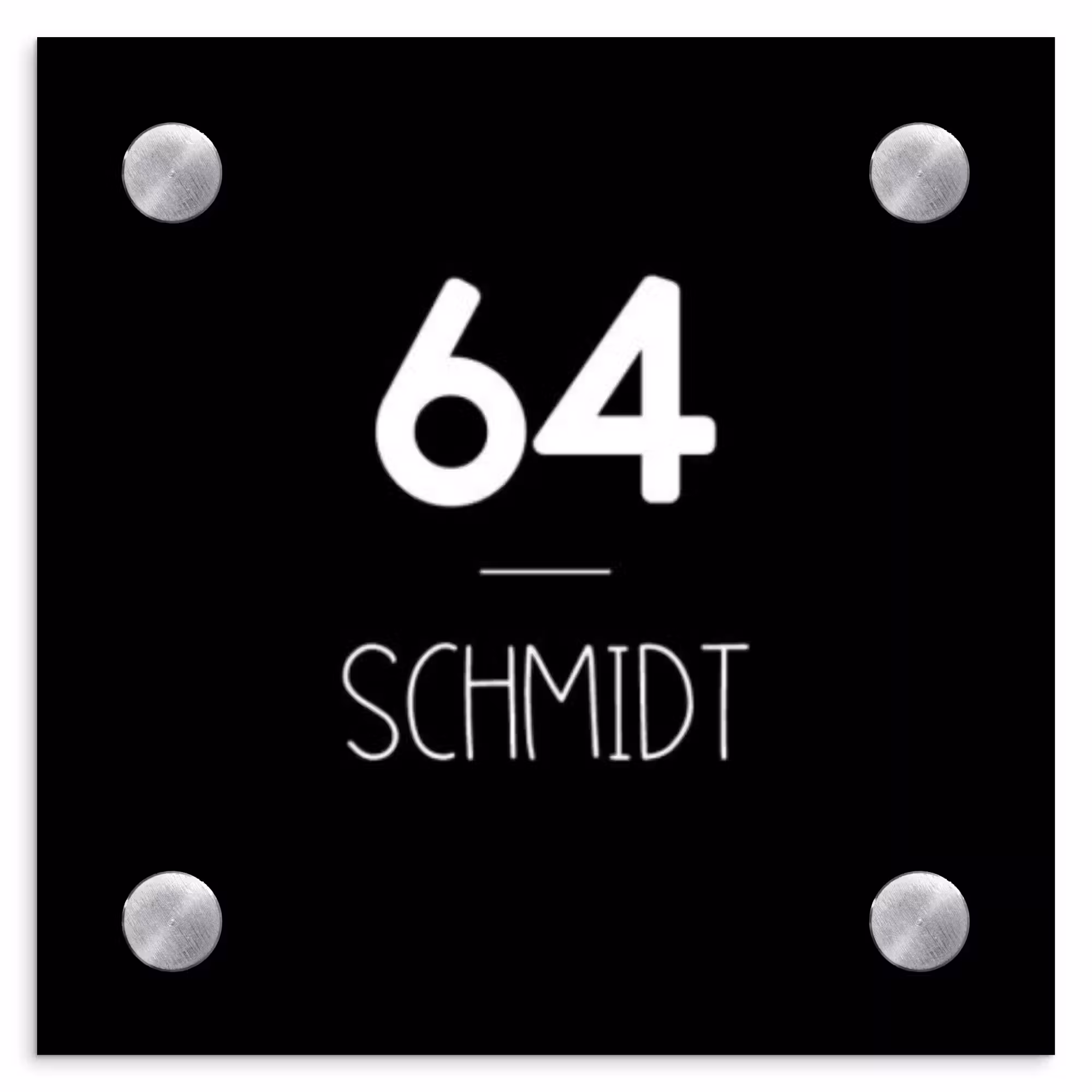 Namensschild Haustür Quadratisch - Schwarze Oberfläche - Modern