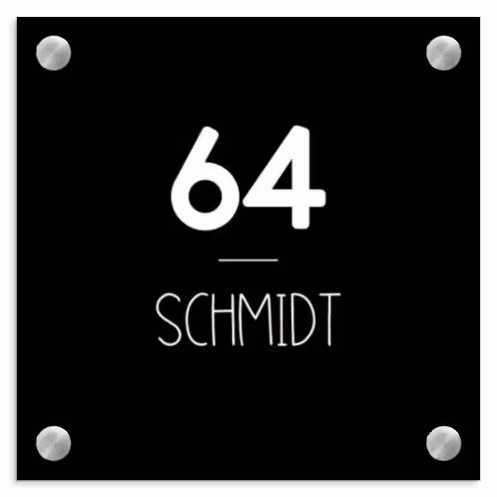 Namensschild Haustür Quadratisch - Schwarze Oberfläche - Modern