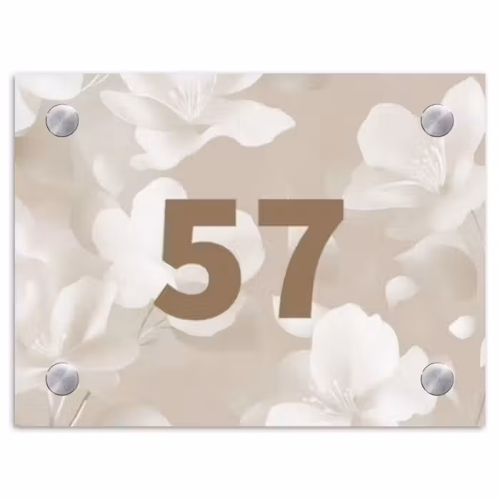 Namensschild Haustür Rechteck - Beige Blumen - Traditionell