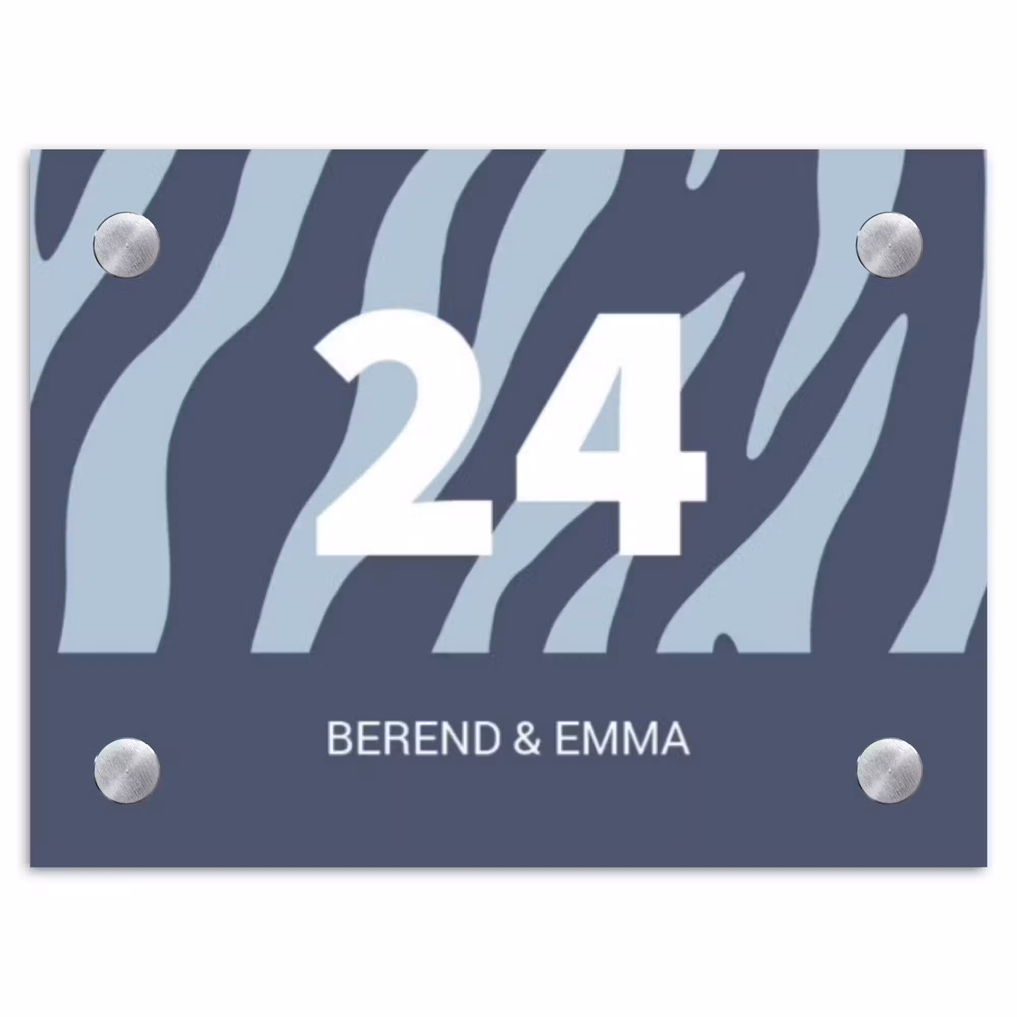 Namensschild Haustür Rechteck - Blaues Zebra - Klassisch