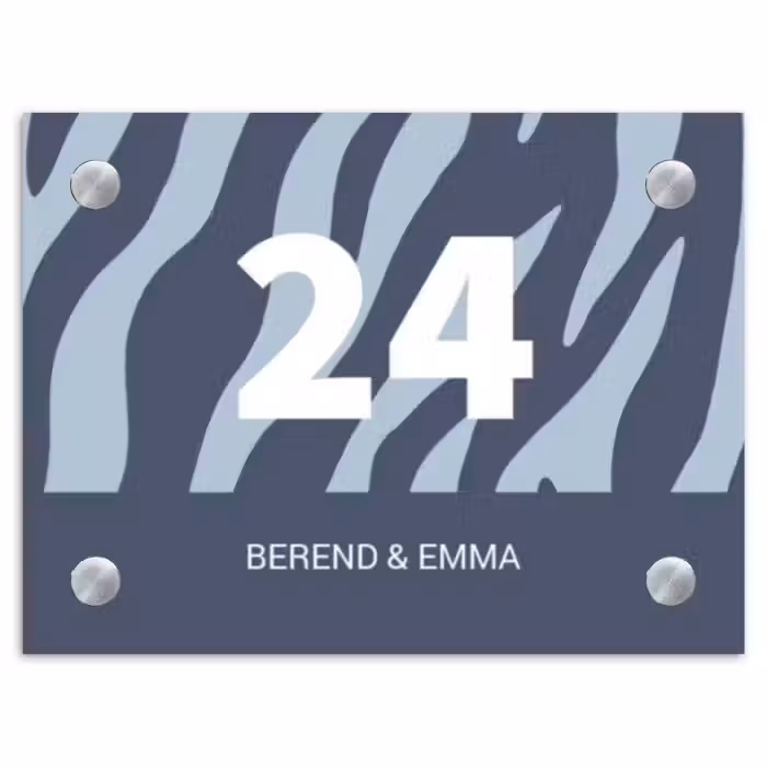Namensschild Haustür Rechteck - Blaues Zebra - Klassisch