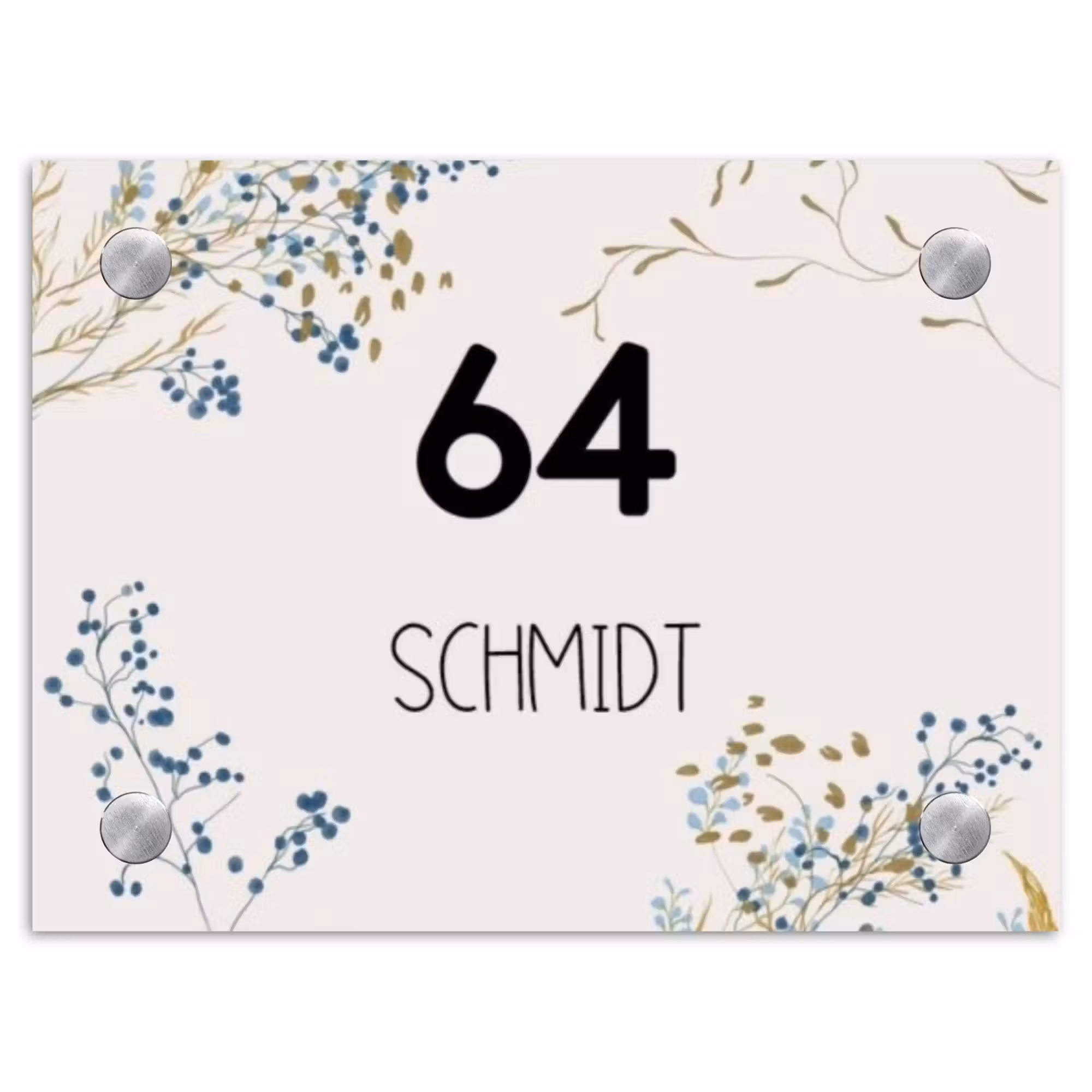 Namensschild Haustür Rechteck - Blumen - Beige - Modern