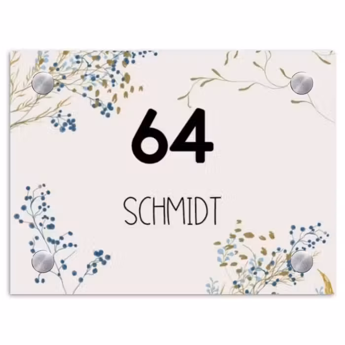 Namensschild Haustür Rechteck - Blumen - Beige - Modern