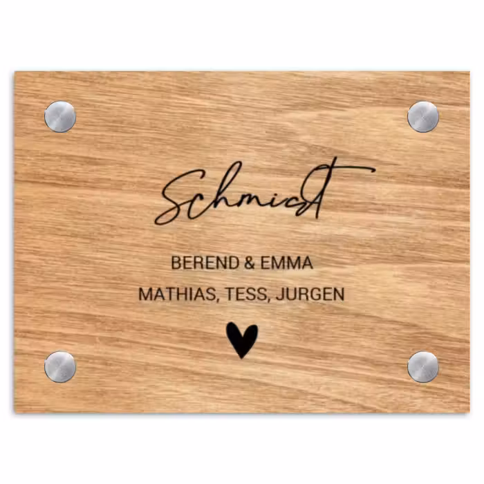 Namensschild Haustür Rechteck - Helles Holz - Elegant