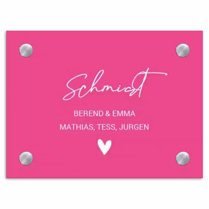 Namensschild Haustür Rechteck - Leuchtendes Rosa - Elegant