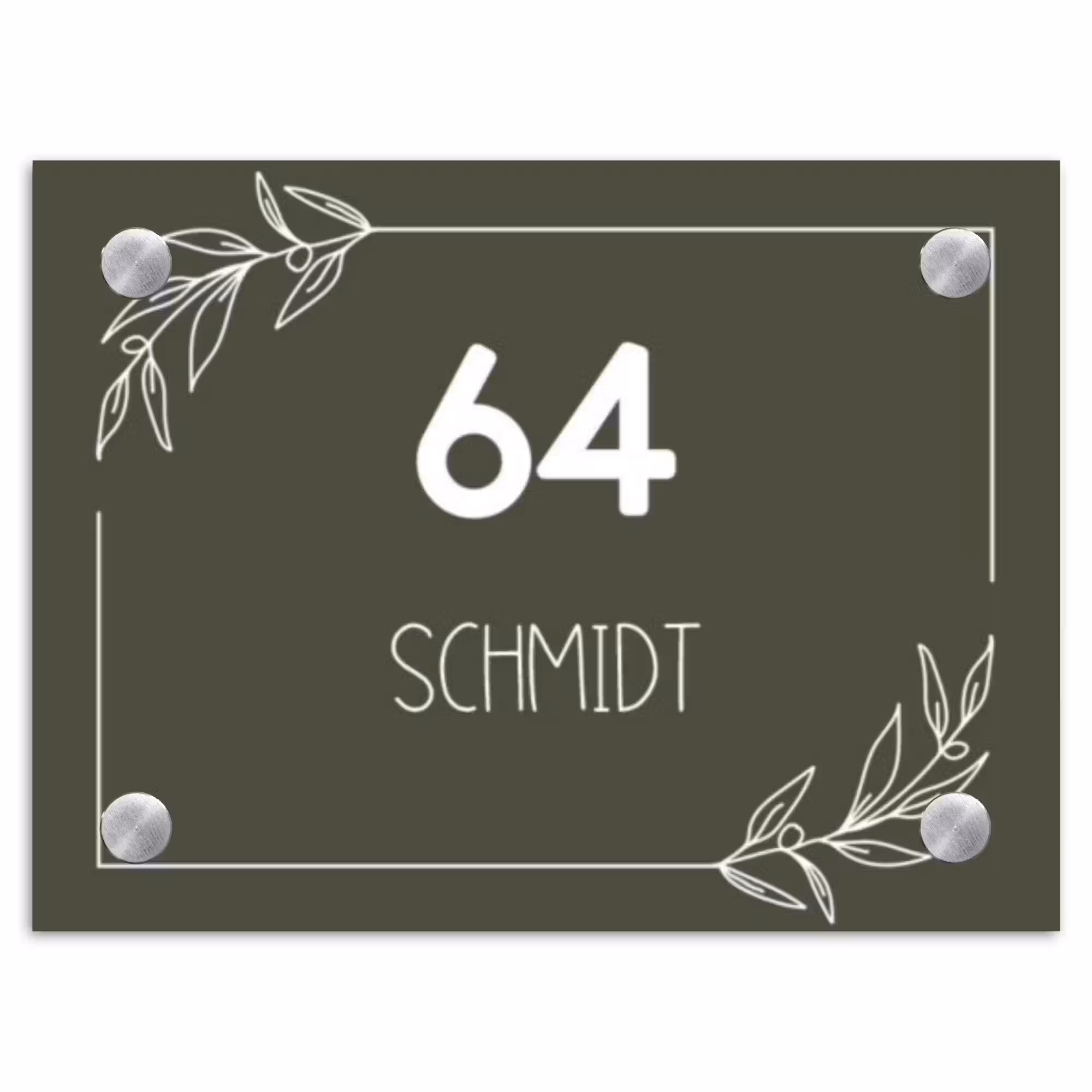Namensschild Haustür Rechteck - Olivgrün - Modern