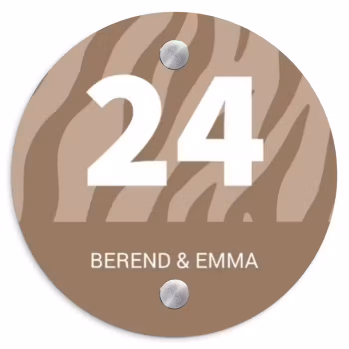 Namensschild Haustür Rund – Beige Zebra - Klassisch