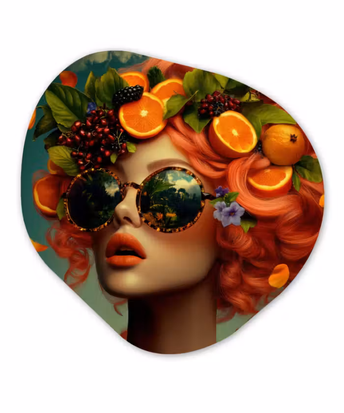 Alu-Dibond-Bild Organische Form - Weiblich - Orange - Beere - Orange