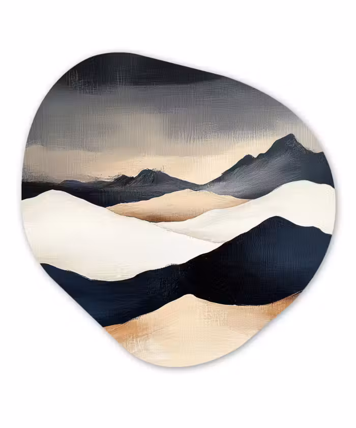 Glasbild Organische Form - Berge - Dunkelblau - Landschaft