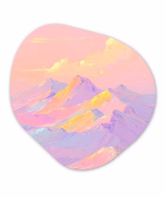 Glasbild Organische Form - Berggipfel - Wolken - Verträumt