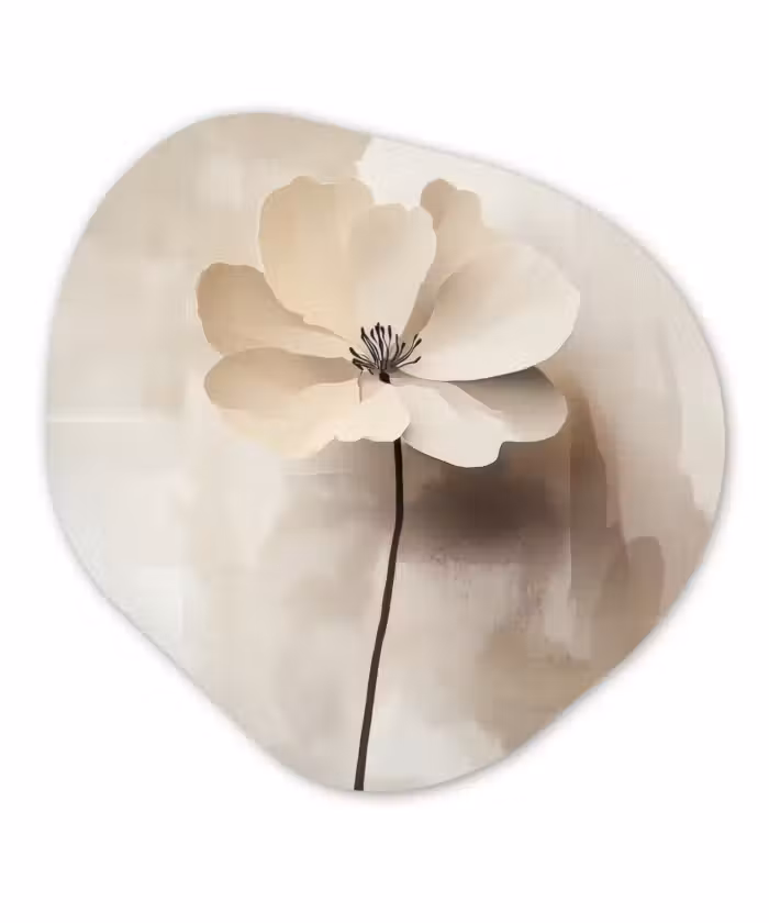 Glasbild Organische Form - Blume - Beige - Farbe - Schatten