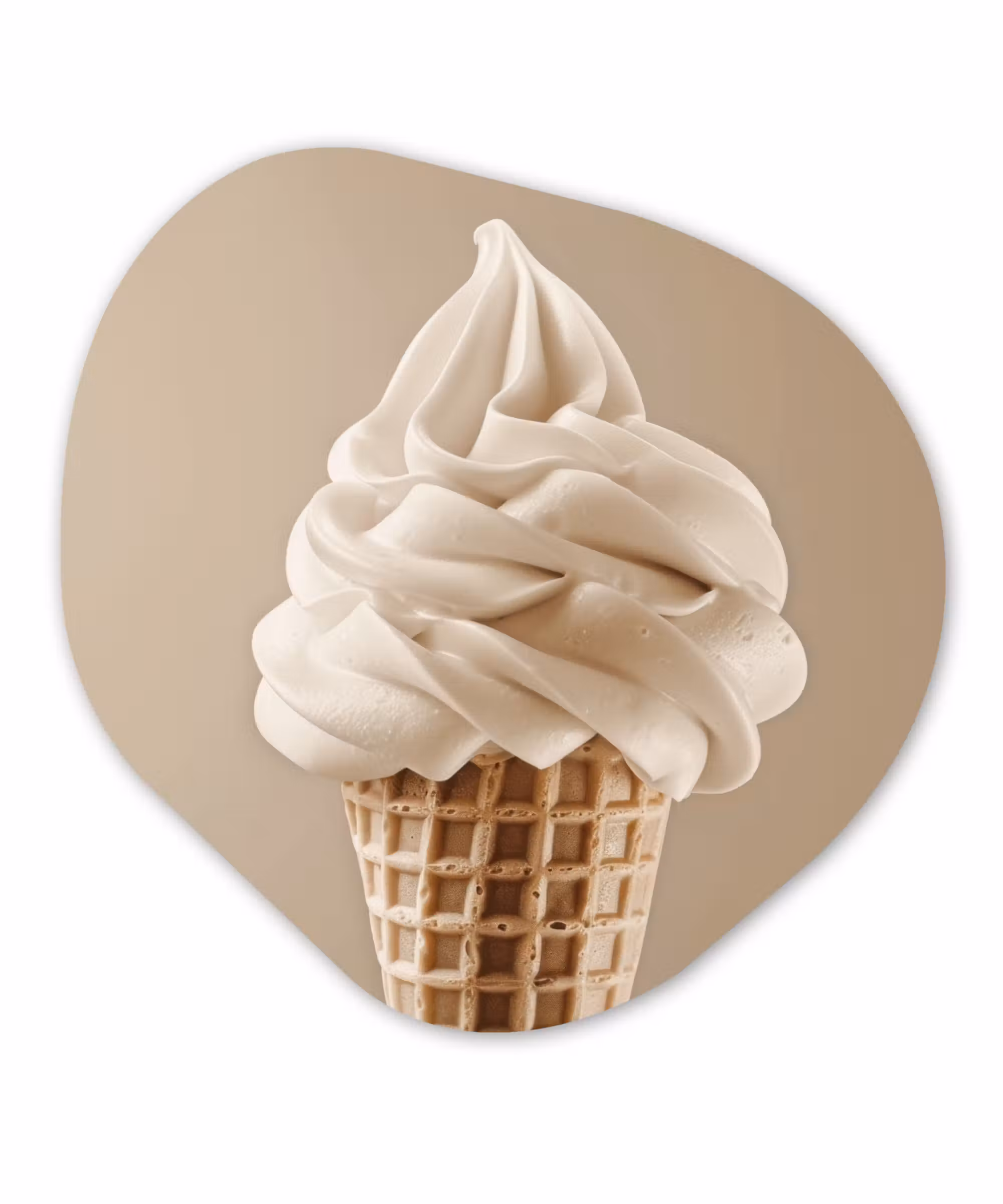 Glasbild Organische Form - Eiscreme - Softeis - Cremig - Horn - Beige