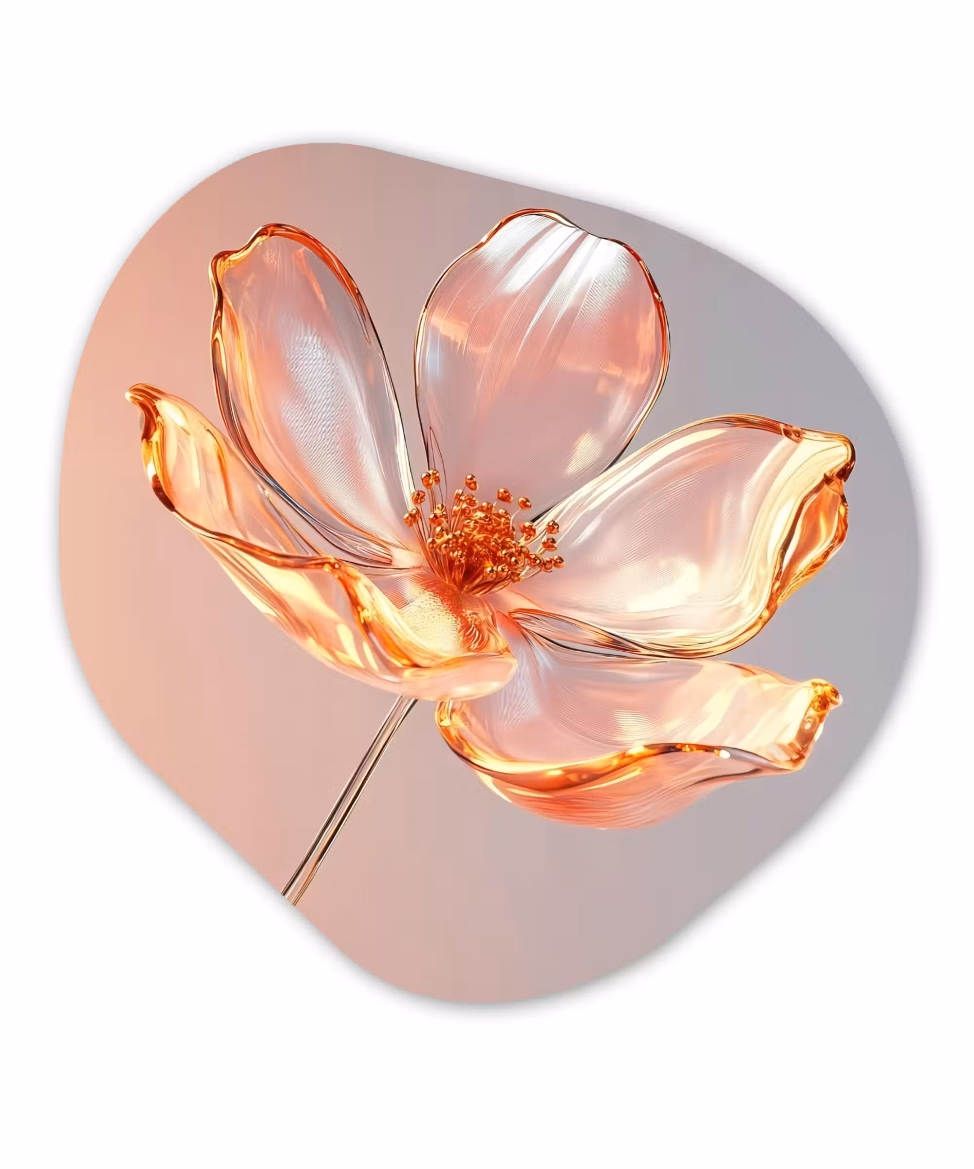 Glasbild Organische Form - Gläser - Blume - Rosa