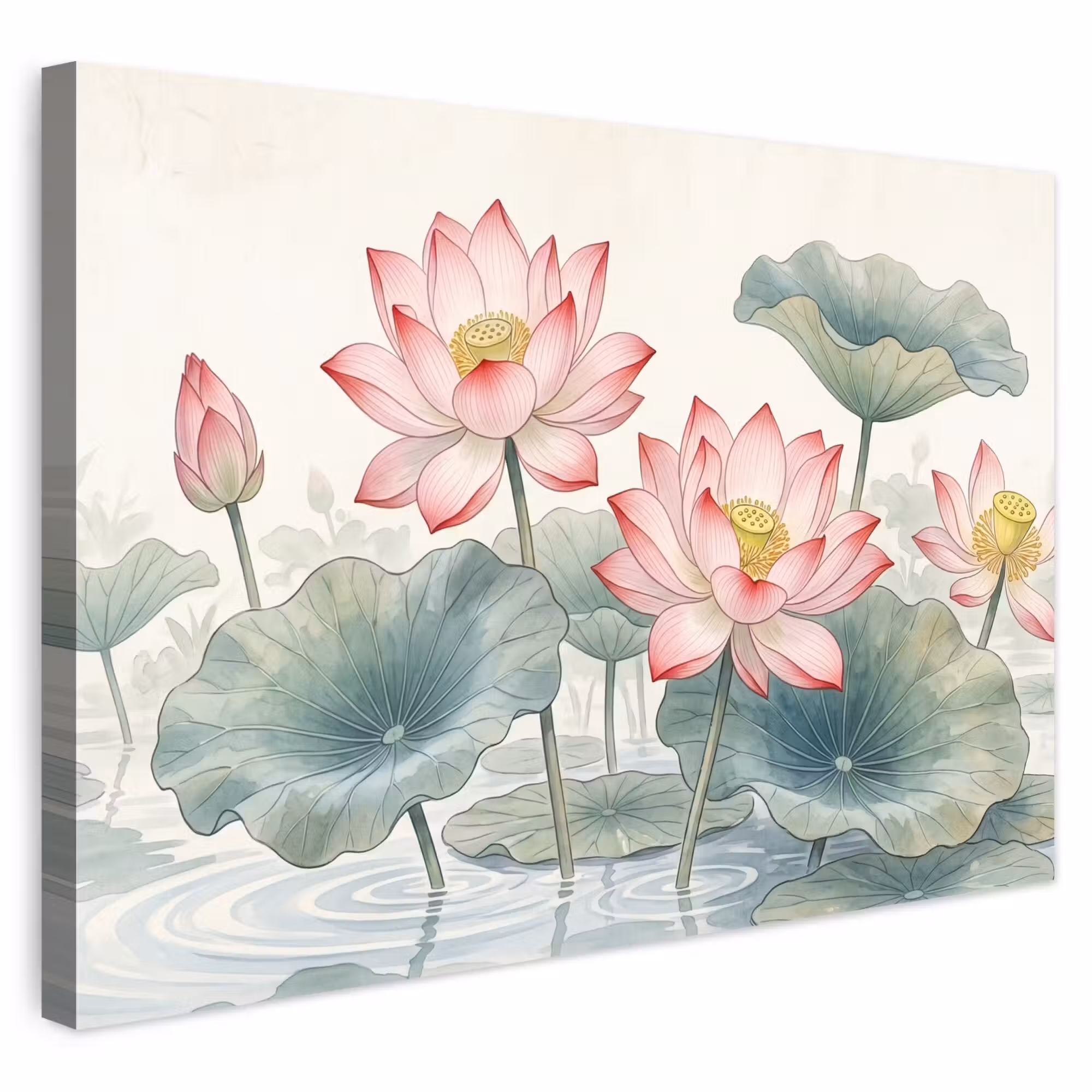 Outdoor Leinwand - Aquarell - Lotusblumen - Farbenfroh