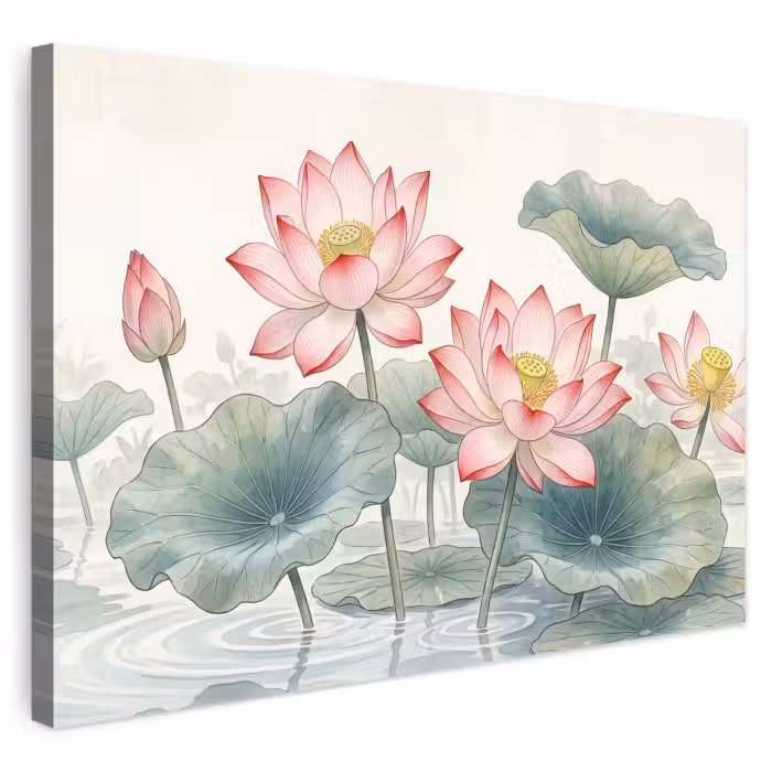 Outdoor Leinwand - Aquarell - Lotusblumen - Farbenfroh