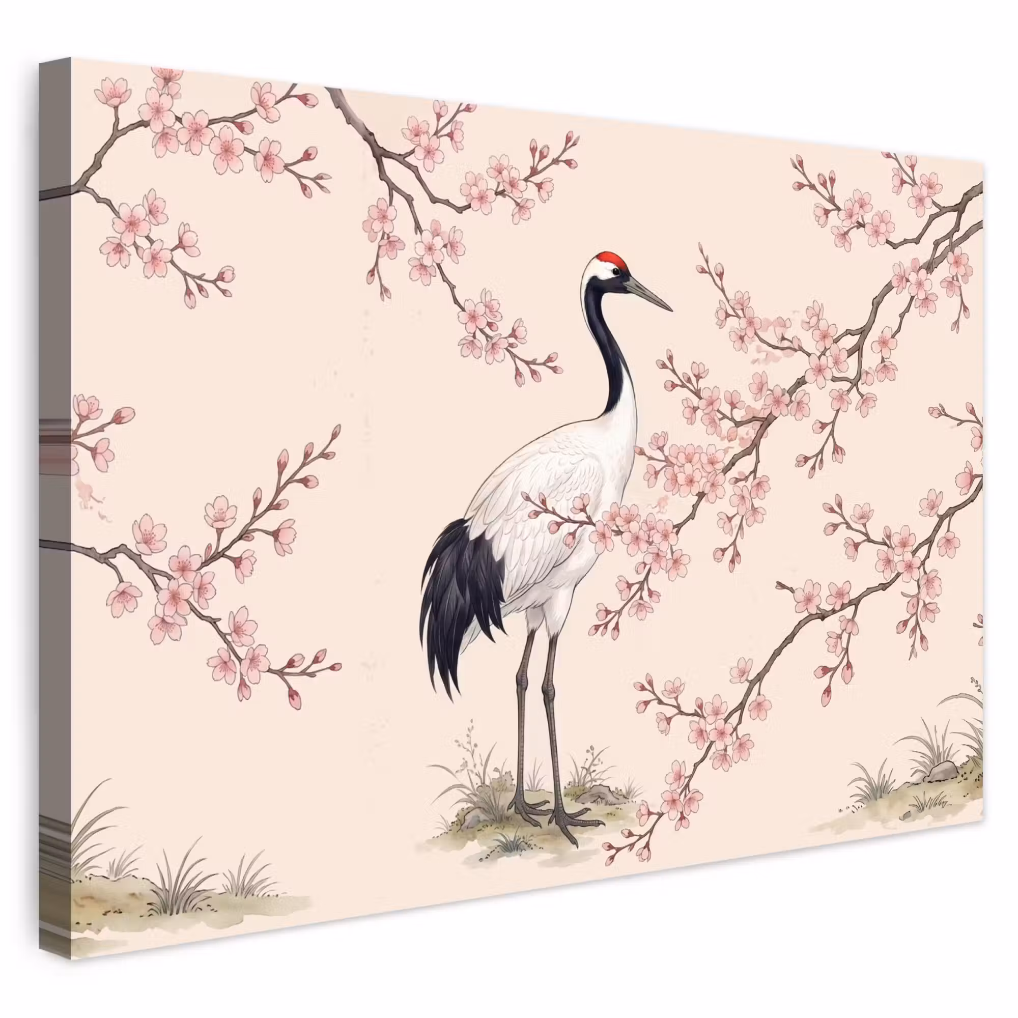 Outdoor Leinwand - Asiatisch - Kranich - Beige