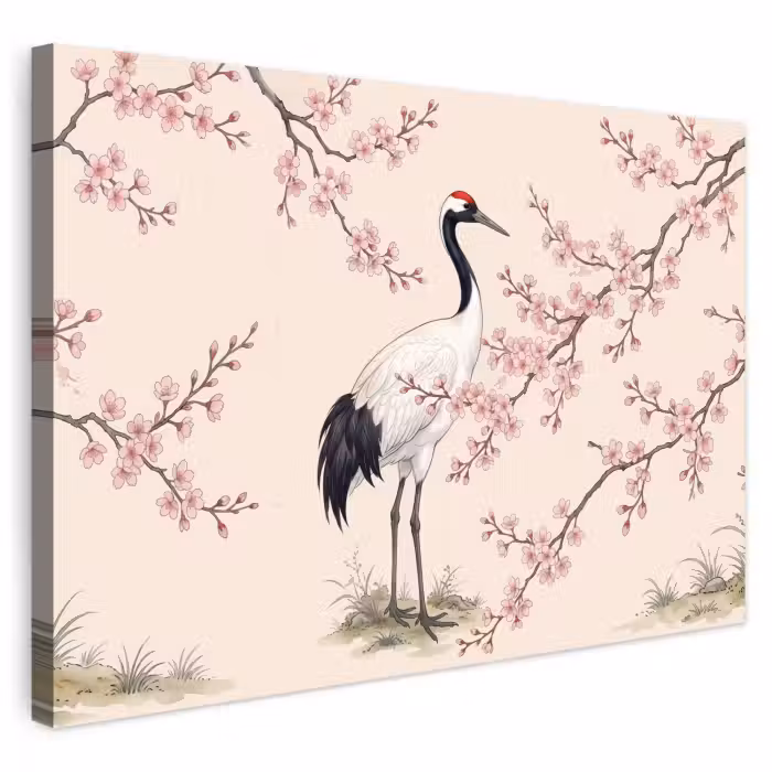 Outdoor Leinwand - Asiatisch - Kranich - Beige