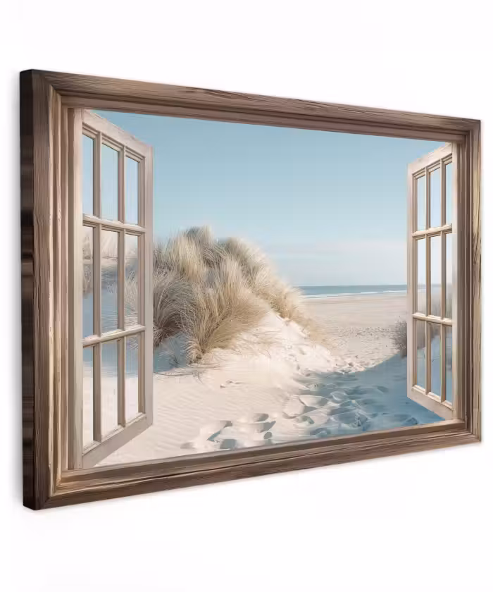 Outdoor Leinwand - Aussicht - Hochgras - Dünen - Meer - Landschaft