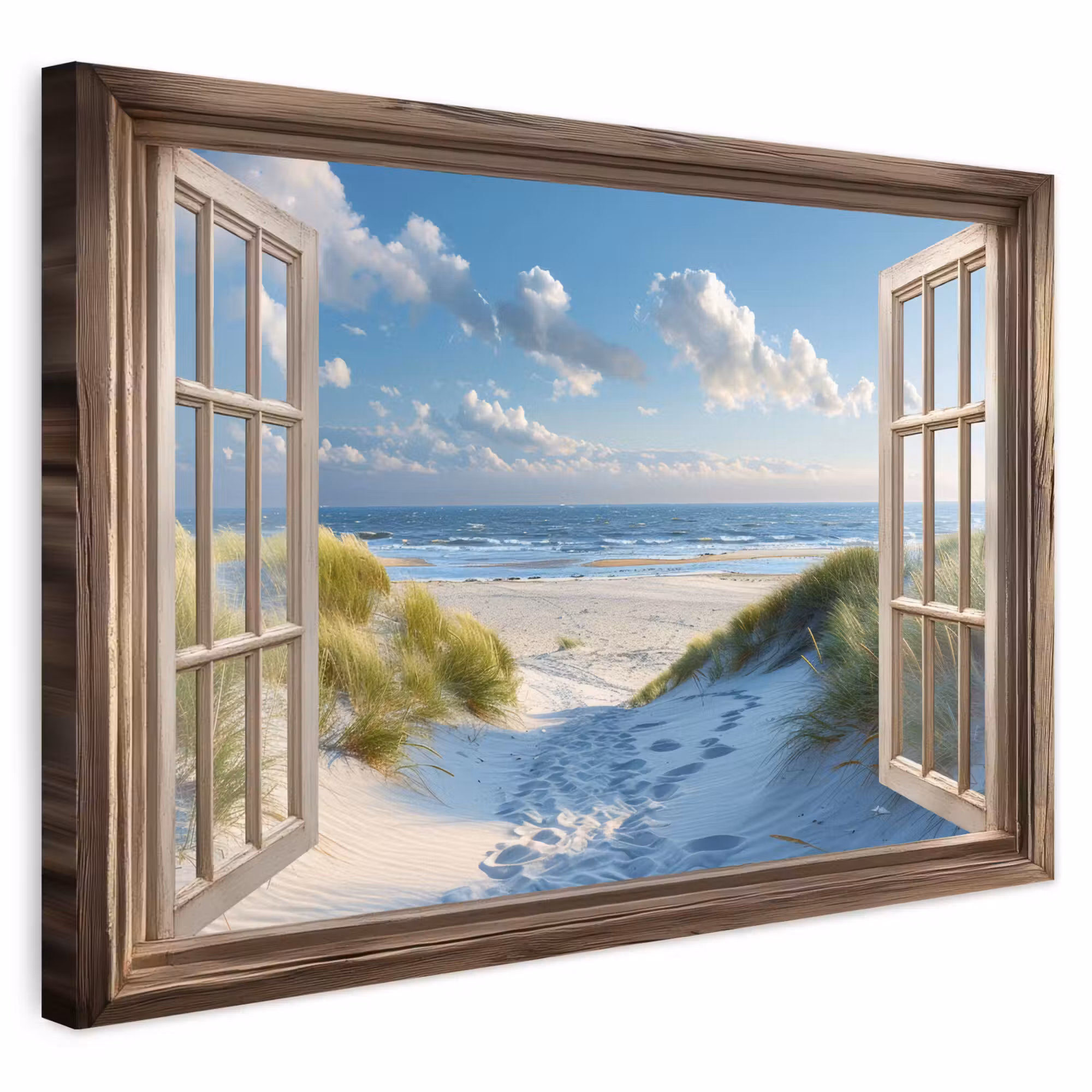 Outdoor Leinwand - Aussicht - Strand - Fenster - Dünen - Meer