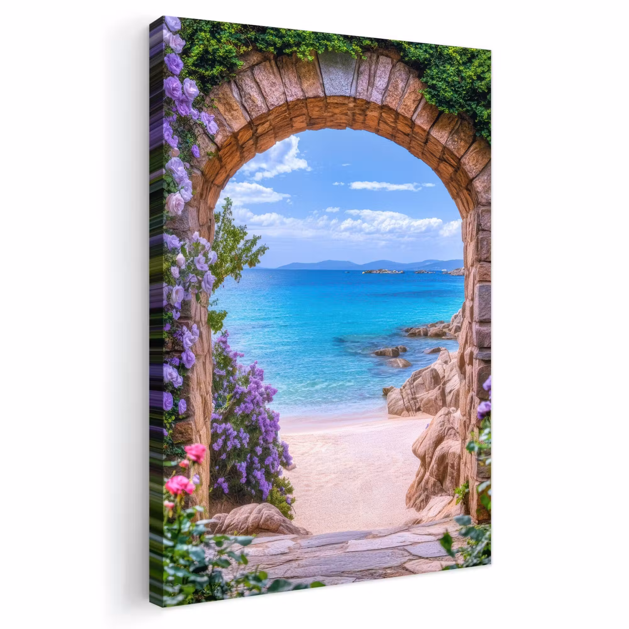 Outdoor Leinwand - Aussicht - Tor - Meer - Strand - Felsen
