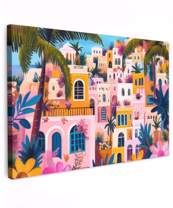 Outdoor Leinwand - Bunt - Rosa - Orange - Gelb - Blumen