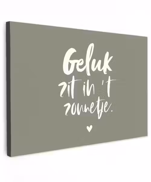 Geluk zit in 't zonnetje - Tekst - Geluk - Quotes - Zon Tuinposter op houten frame 2 cm dik klein -3d