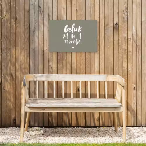 Geluk zit in 't zonnetje - Tekst - Geluk - Quotes - Zon Tuinposter op houten frame 2 cm dik klein -sfeer4