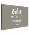 Geluk zit in 't zonnetje - Tekst - Geluk - Quotes - Zon Tuinposter op houten frame 2 cm dik klein -3d