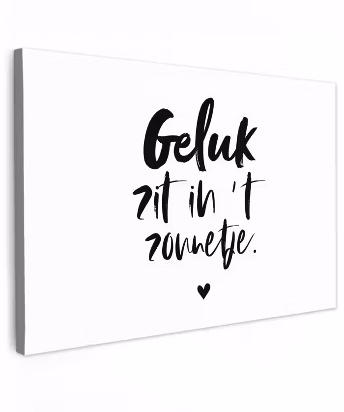 Geluk zit in 't zonnetje - Tekst - Zomer - Quotes Tuinposter op houten frame 2 cm dik klein -3d