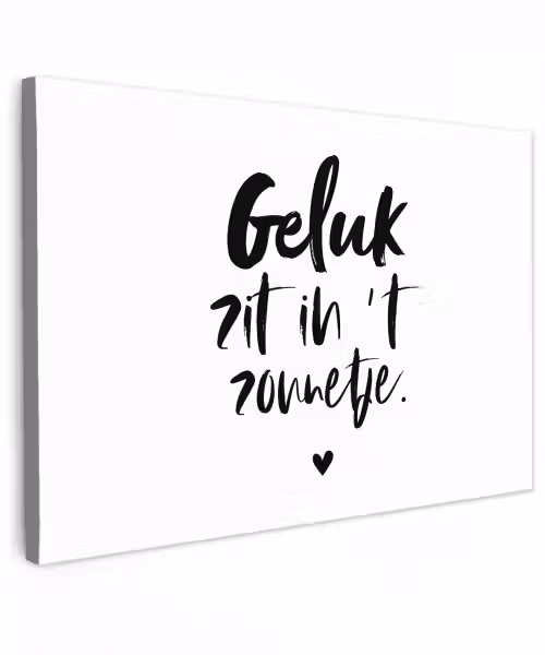 Geluk zit in 't zonnetje - Tekst - Zomer - Quotes Tuinposter op houten frame 2 cm dik klein -3d