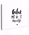 Geluk zit in 't zonnetje - Tekst - Zomer - Quotes Tuinposter op houten frame 2 cm dik klein -3d