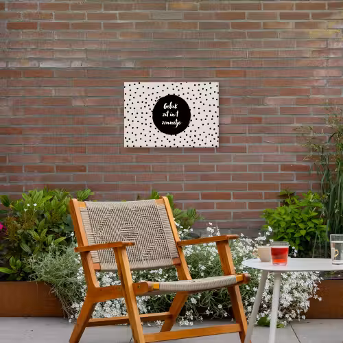 Geluk zit in 't zonnetje - Quotes - Tekst - Zomer Tuinposter op houten frame 2 cm dik klein -sfeer3
