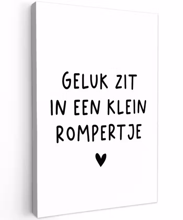 Geluk zit in een klein rompertje - Quotes - Spreuken Tuinposter op houten frame 2 cm dik klein -3d