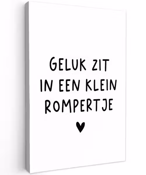 Geluk zit in een klein rompertje - Quotes - Spreuken Tuinposter op houten frame 2 cm dik klein -3d