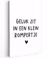 Geluk zit in een klein rompertje - Quotes - Spreuken Tuinposter op houten frame 2 cm dik klein -3d
