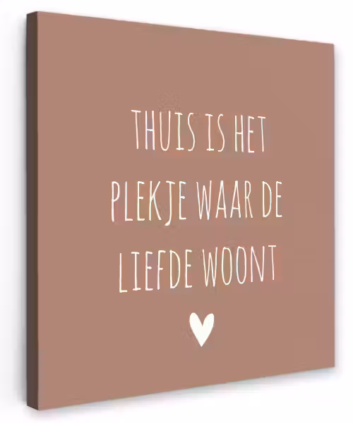 Thuis is het plekje waar de liefde woont - Quotes - Spreuken Tuinposter op houten frame 2 cm dik klein -3d