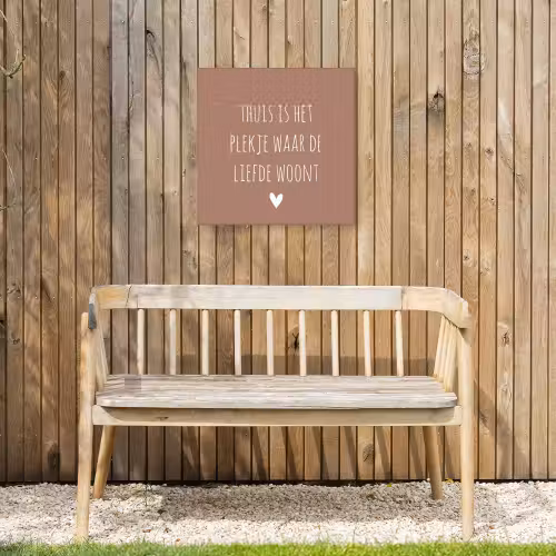 Thuis is het plekje waar de liefde woont - Quotes - Spreuken Tuinposter op houten frame 2 cm dik klein -sfeer4