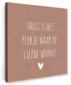 Thuis is het plekje waar de liefde woont - Quotes - Spreuken Tuinposter op houten frame 2 cm dik klein -3d