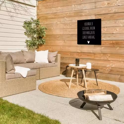 Herinner je gisteren droom over morgen geniet vandaag - Spreuken - Quotes Tuinposter op houten frame 2 cm dik klein -sfeer2