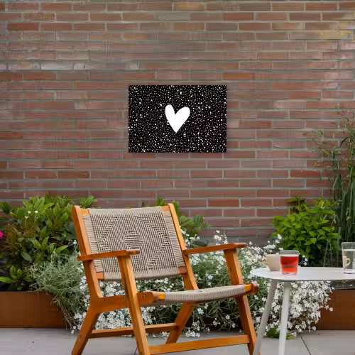 Design - Liefde - Hartje Tuinposter op houten frame 2 cm dik klein -sfeer3