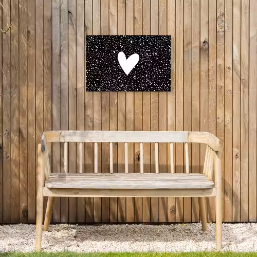 Design - Liefde - Hartje Tuinposter op houten frame 2 cm dik klein -sfeer4