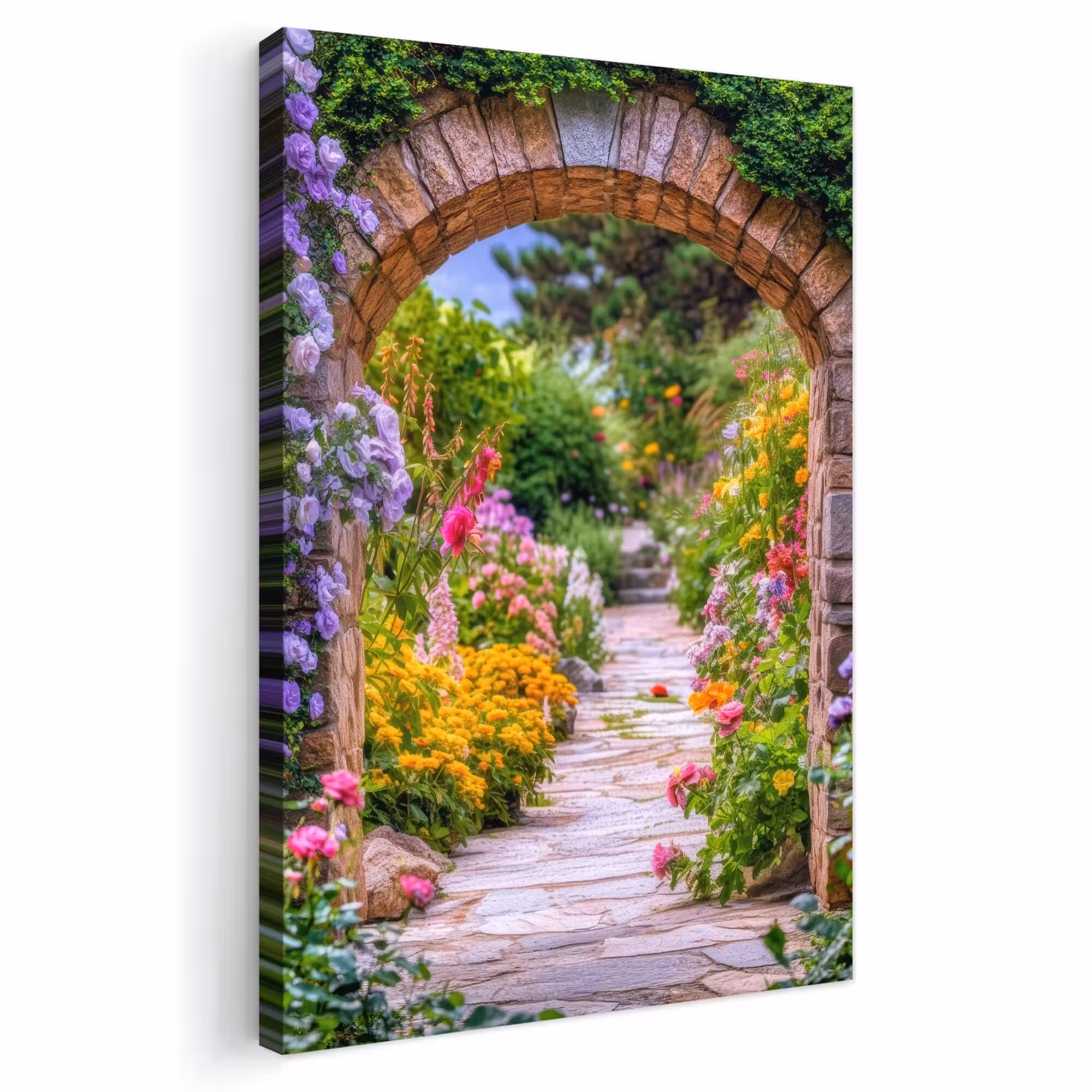 Outdoor Leinwand - Durchblick - Blumen - Weg - Natur