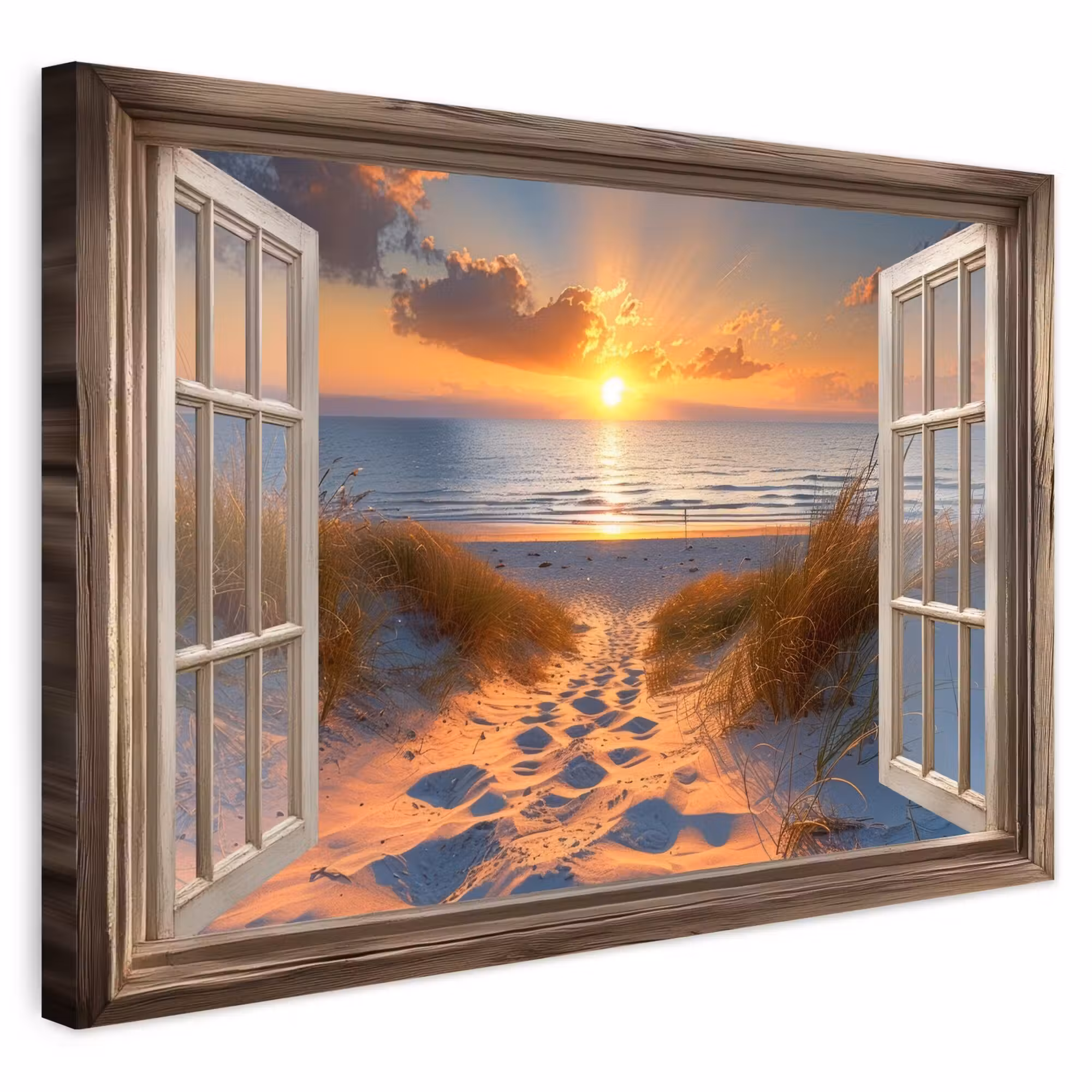 Outdoor Leinwand - Durchblick - Strand - Dünen - Sonnenuntergang