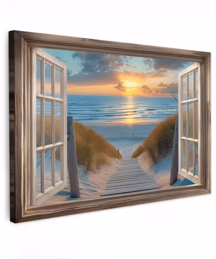 Outdoor Leinwand - Durchblick - Strand - Weg - Sonnenuntergang