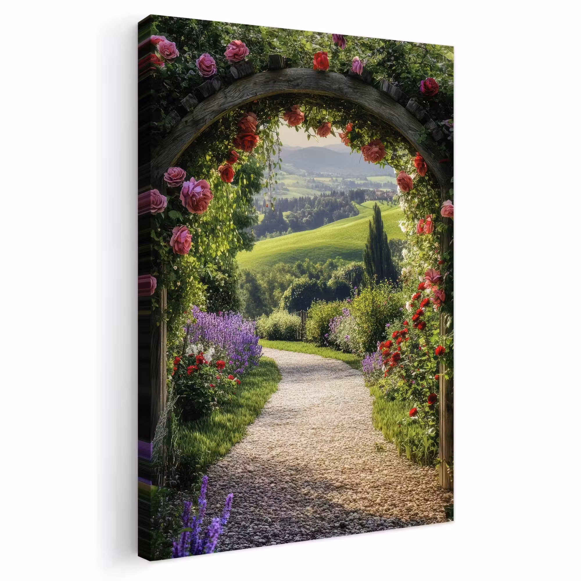 Outdoor Leinwand - Durchschaubar - Gartenbogen - Blumen - Natur - Weg