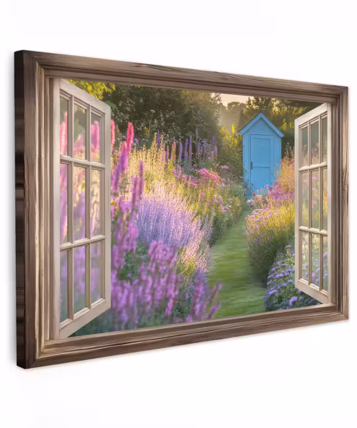 Outdoor Leinwand - Durchsichtig - Blumen - Fenster - Natur