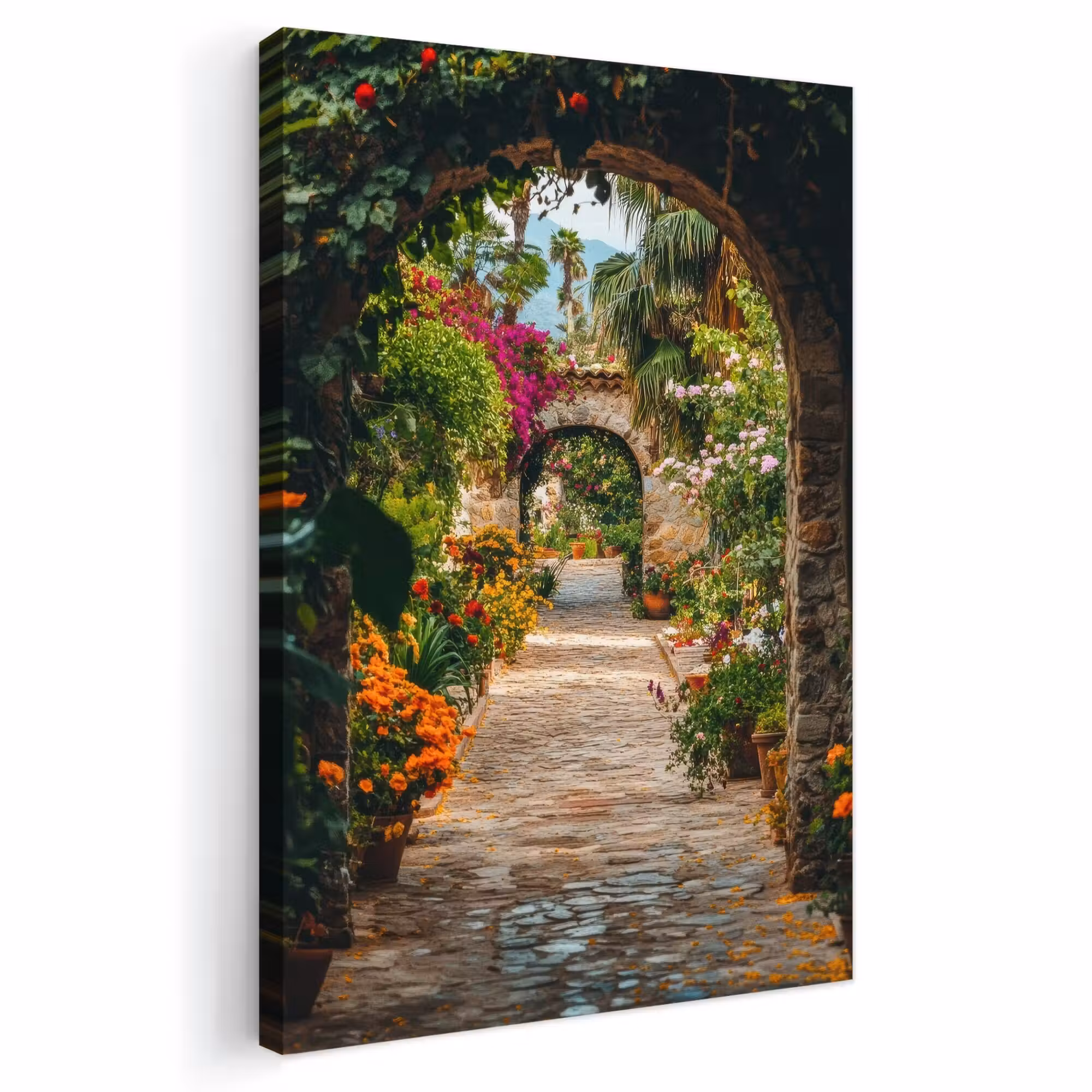 Outdoor Leinwand - Durchsichtig - Blumen - Tor - Steine