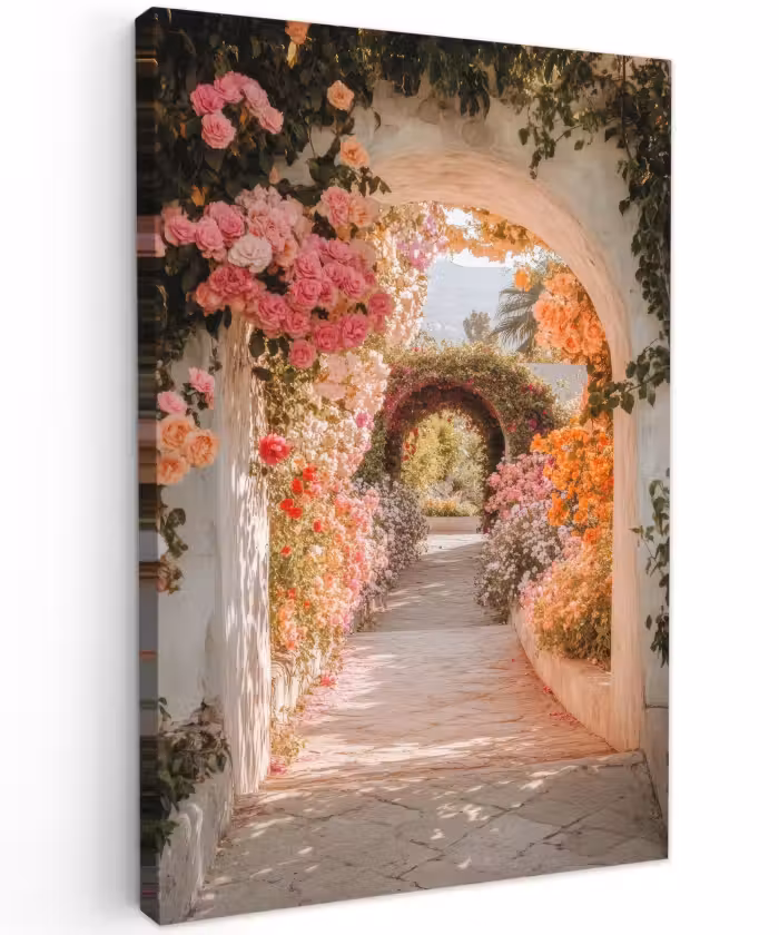 Outdoor Leinwand - Durchsichtig - Bogen - Blumen - Pastell