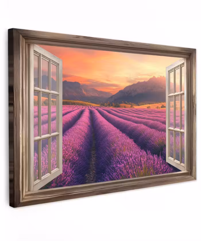 Outdoor Leinwand - Durchsichtig - Lavendel - Landschaft - Blumen - Lila